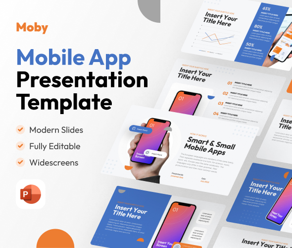Moby - Mobile App PowerPoint Presentation Template, Presentation Templates