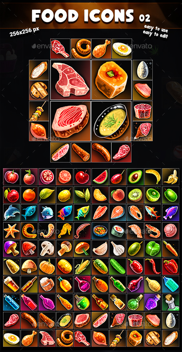 Food Icons 02, Game Assets | GraphicRiver