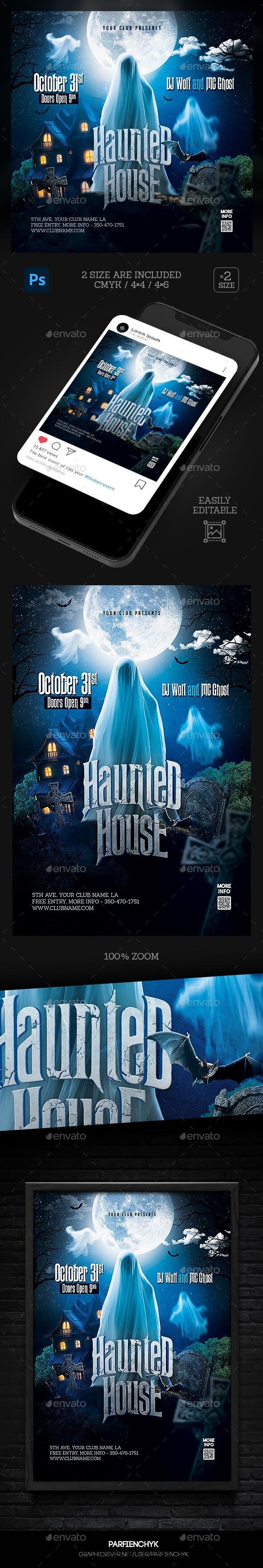 Haunted House Flyer, Print Templates | GraphicRiver