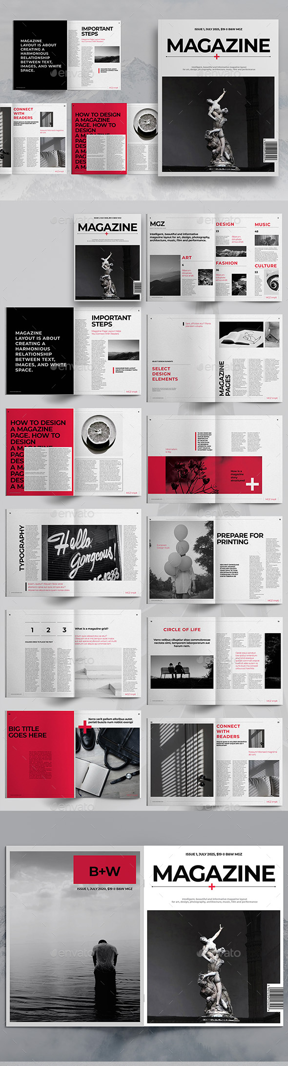 Red Modern Magazine, Print Templates | GraphicRiver