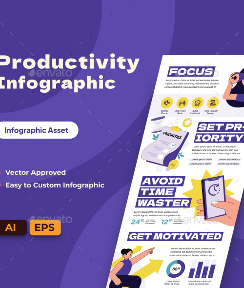 Productivity Infographic Asset Illustrator, Infographics | GraphicRiver