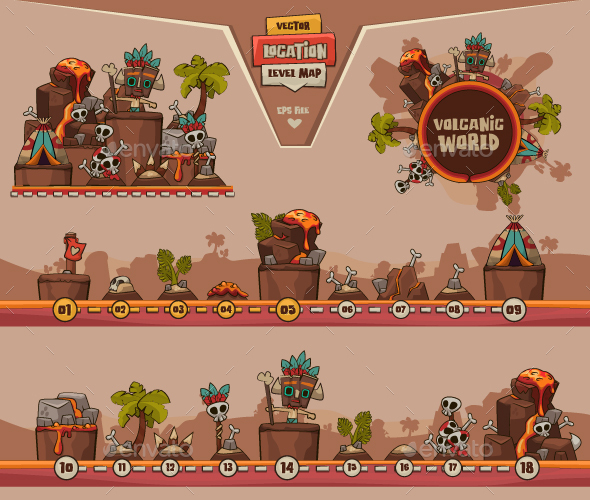 Vector Location - Level Map - Volcanic, Vectors | GraphicRiver
