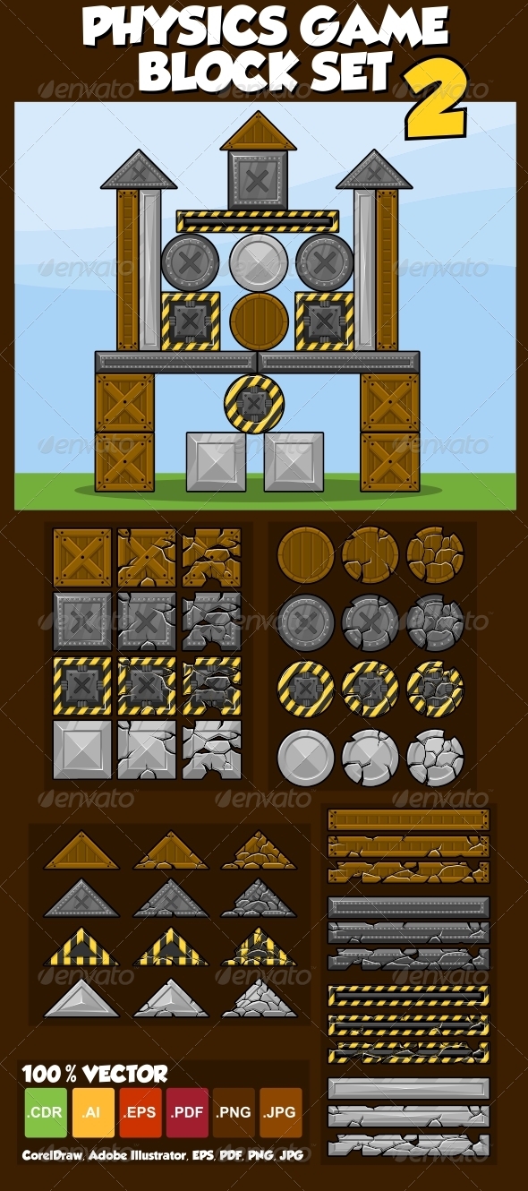 Physics Game Block Set 2 - Sprites Game Assets