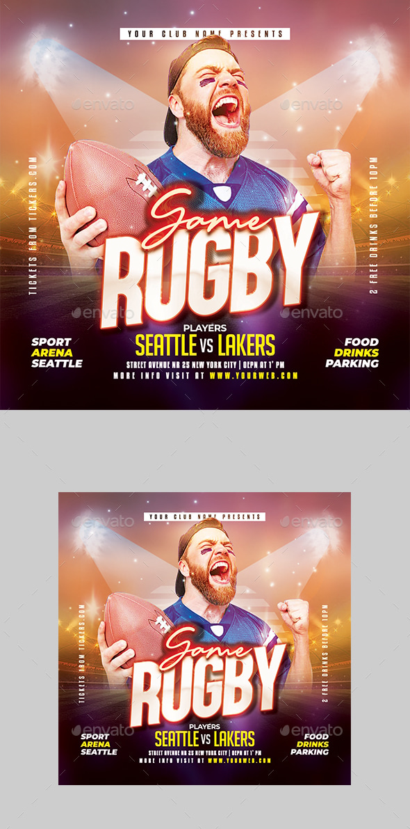 Rugby Flyer, Print Templates | GraphicRiver