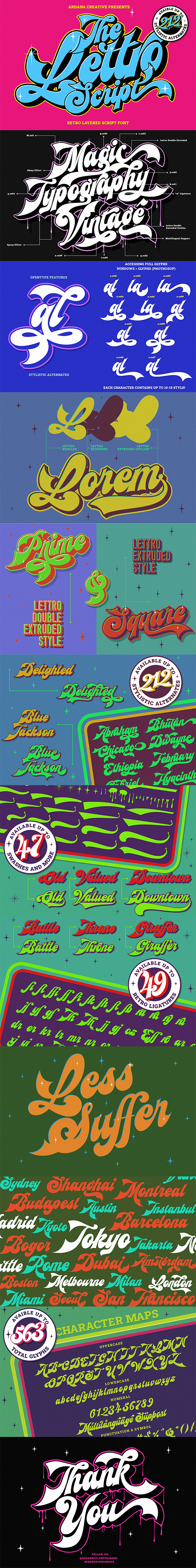 Lettro | Retro Layered Script, Fonts | GraphicRiver