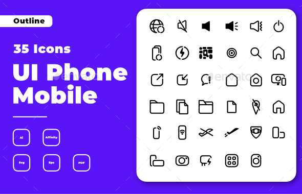 Phone UI Icon Pack, Icons | GraphicRiver