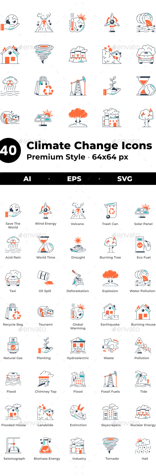 Climate Change Icons, Icons | GraphicRiver