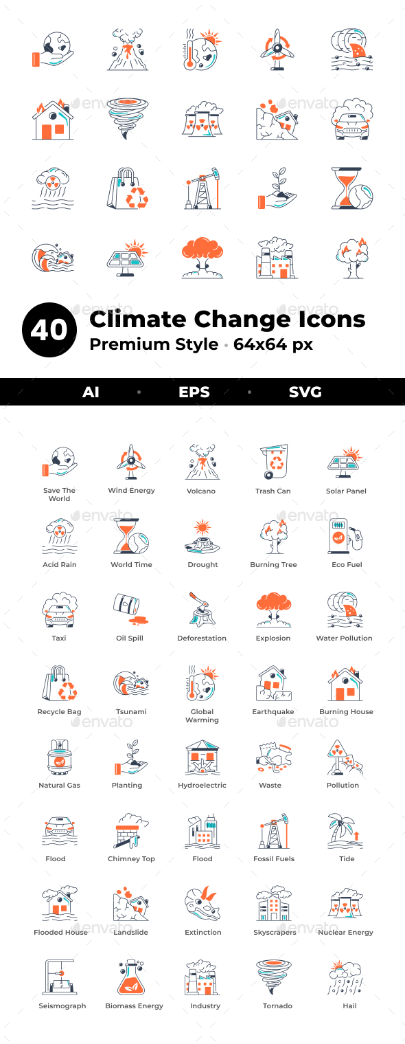 Climate Change Icons, Icons | GraphicRiver