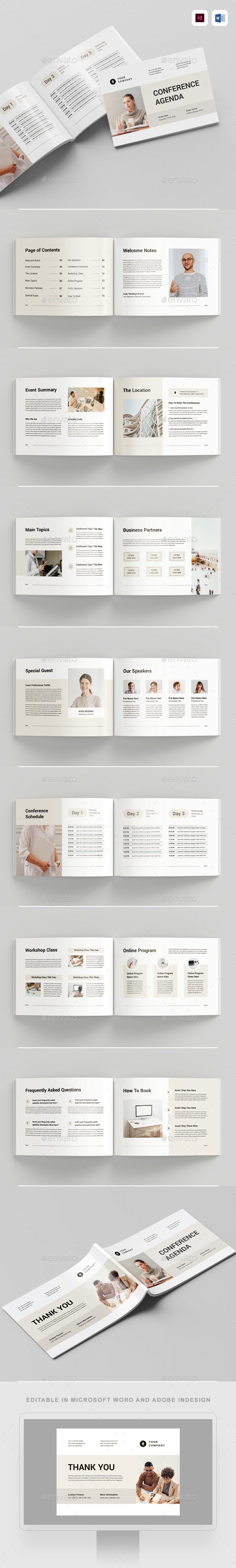 Conference Agenda | MS Word & Indesign, Print Templates | GraphicRiver