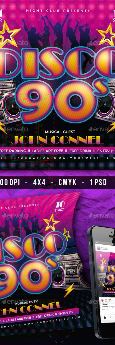Back to 90's Flyer, Print Templates | GraphicRiver