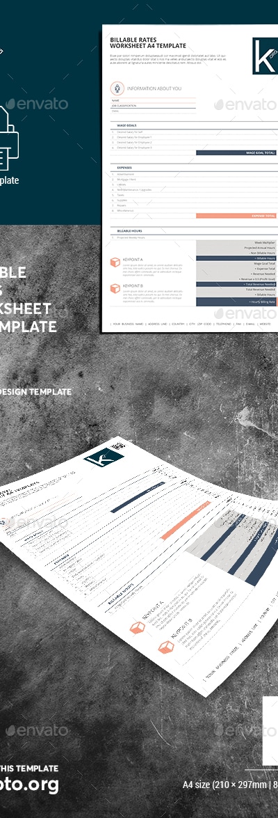 Billable Rates Worksheet A4 Template, Print Templates | GraphicRiver