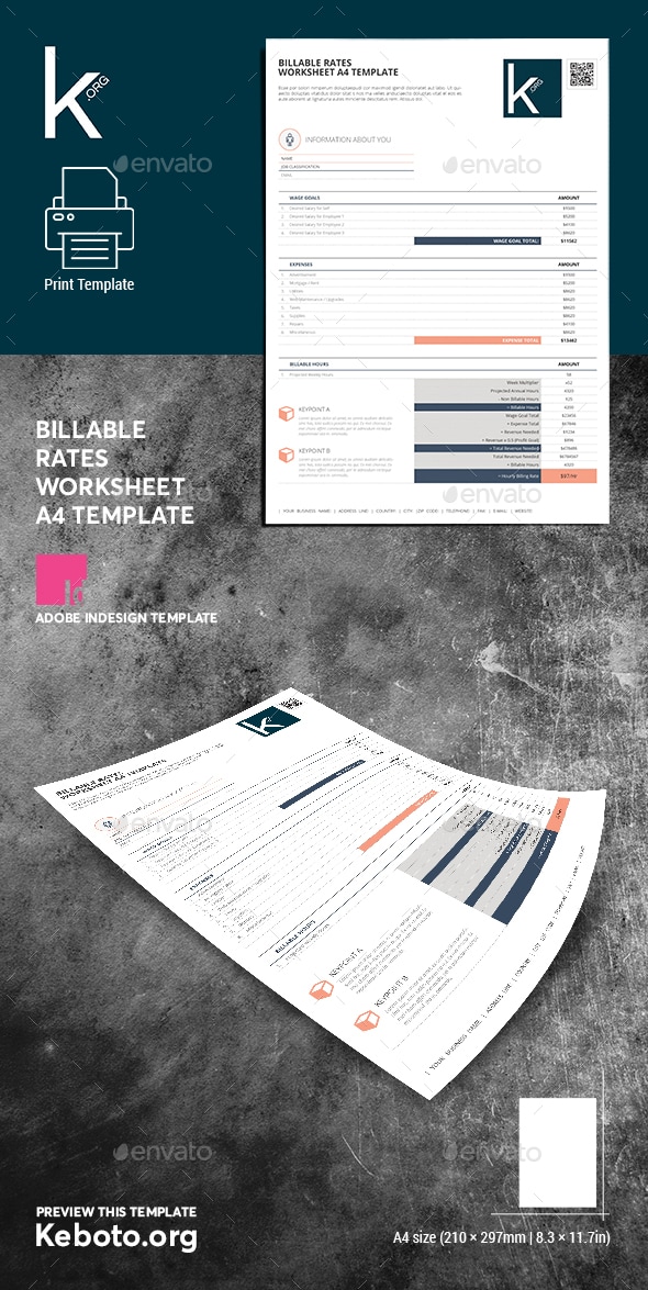 Billable Rates Worksheet A4 Template, Print Templates | GraphicRiver