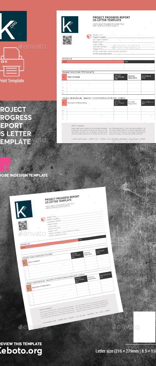 Project Progress Report US Letter Template, Print Templates | GraphicRiver