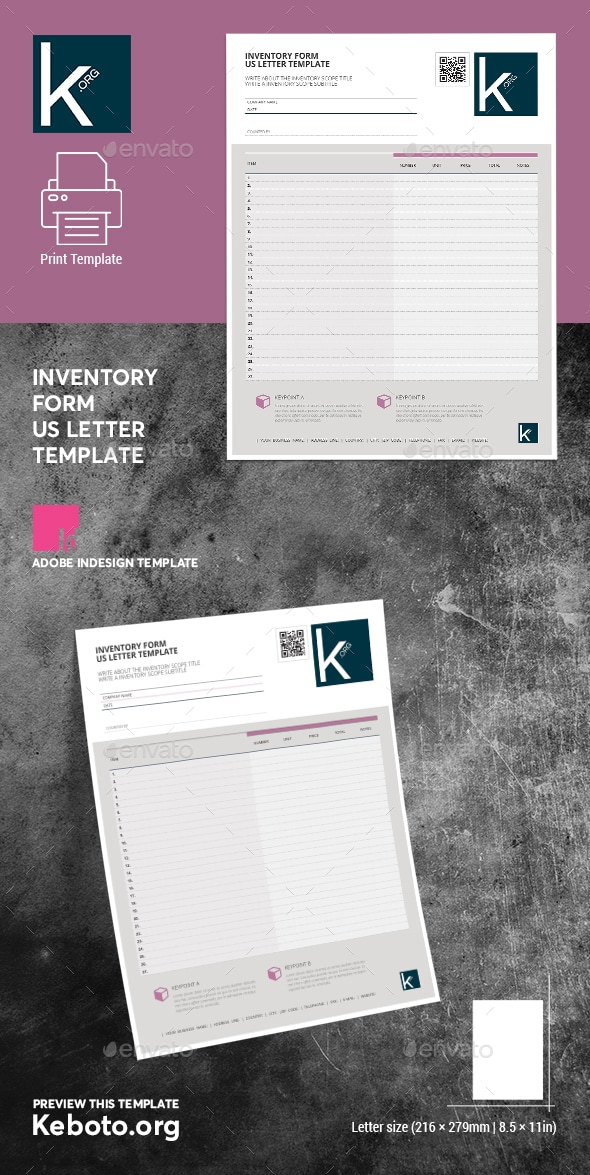 Inventory Form US Letter Template, Print Templates | GraphicRiver