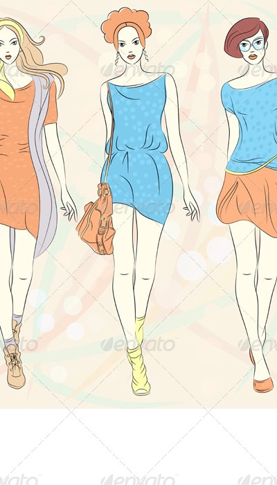 Vector Beautiful Fashion Girls Top Models, Vectors | GraphicRiver