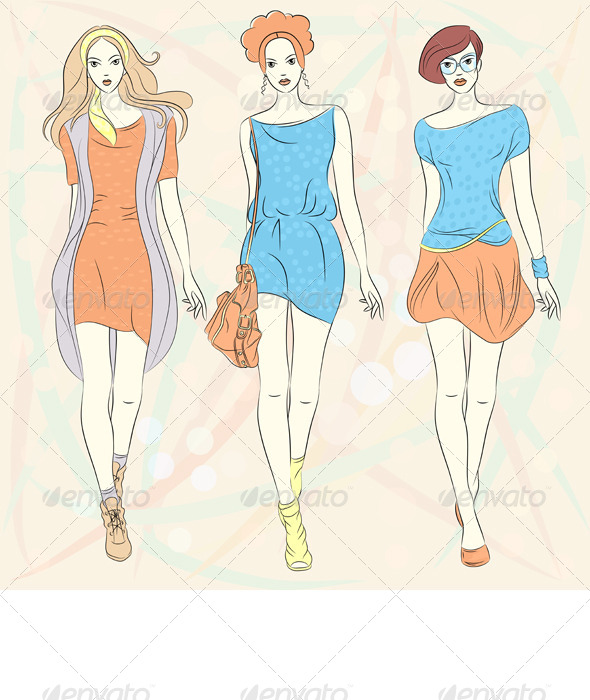 Vector Beautiful Fashion Girls Top Models, Vectors | GraphicRiver