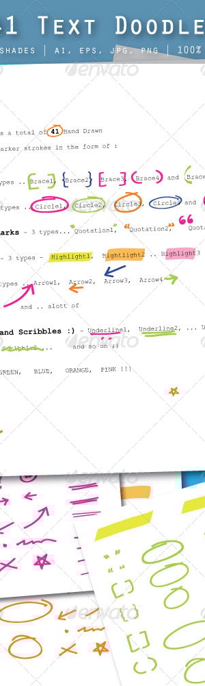 41 Text Doodles, Vectors | GraphicRiver