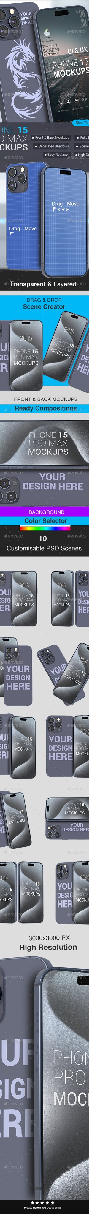 Iphone 15 Pro Max UI&UX Mockups, Graphics | GraphicRiver
