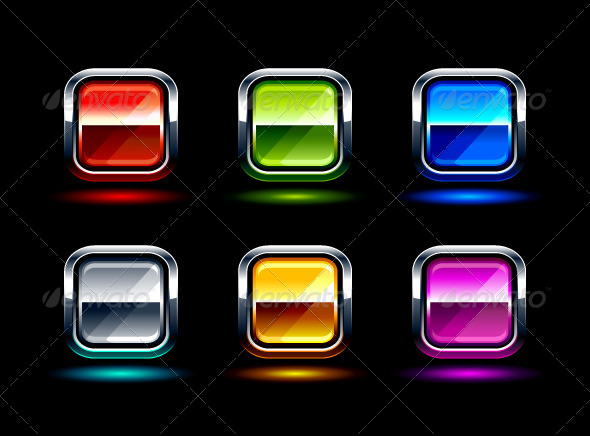 Set of Glossy Buttons, Vectors | GraphicRiver