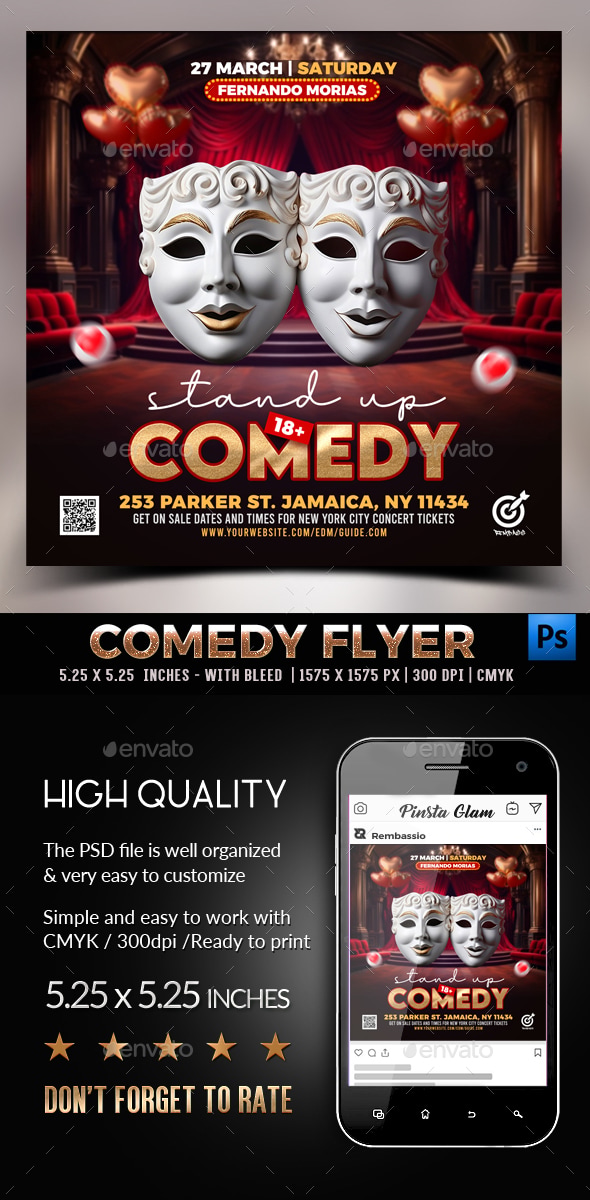 Comedy Flyer, Print Templates | GraphicRiver