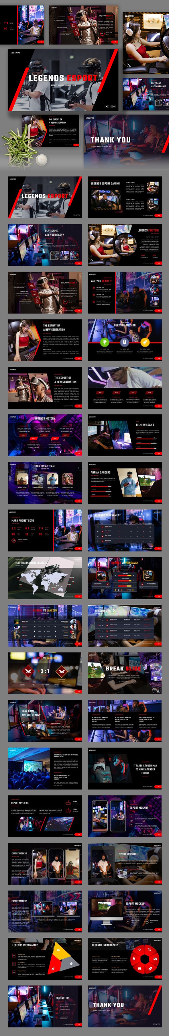 Legends - Esport Gaming PowerPoint Template, Presentation Templates