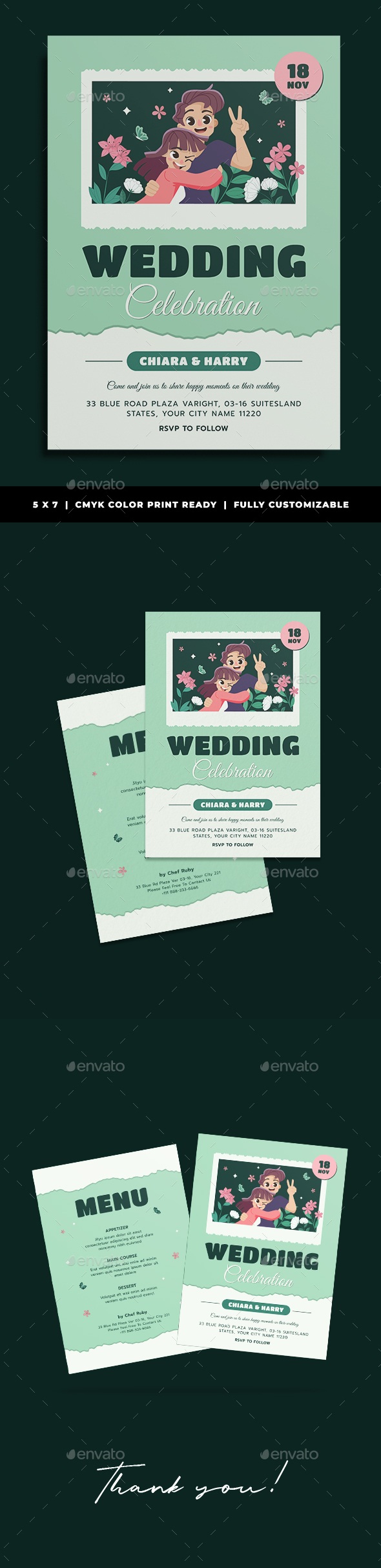 Edges Wedding Invitation Template, Print Templates | GraphicRiver