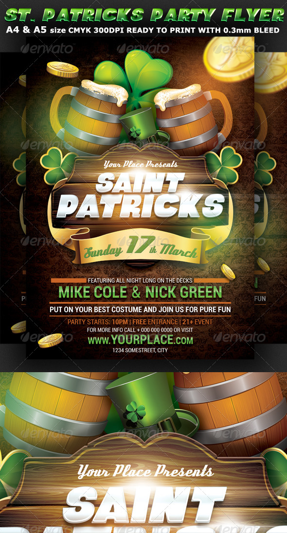 Saint Patricks Party Flyer Template, Print Templates | GraphicRiver