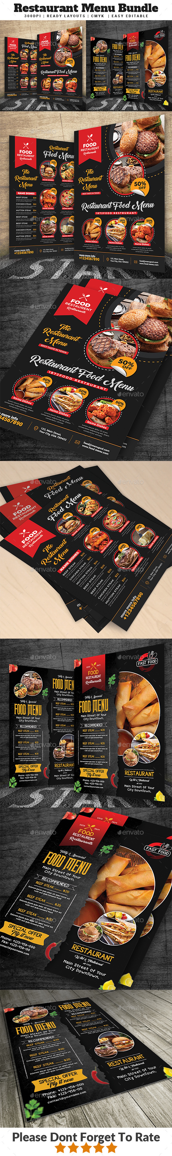Restaurant Menu Bundle, Print Templates | GraphicRiver