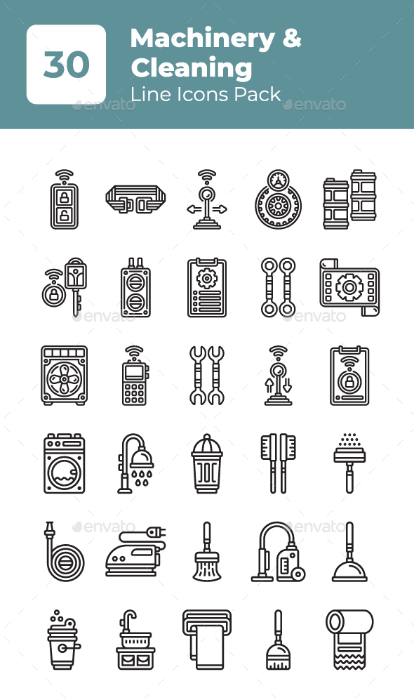 Machinery & Cleaning Icon, Icons | GraphicRiver
