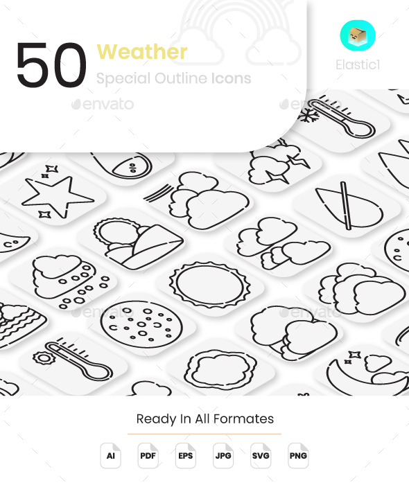 Weather Outline Icons, Icons | GraphicRiver