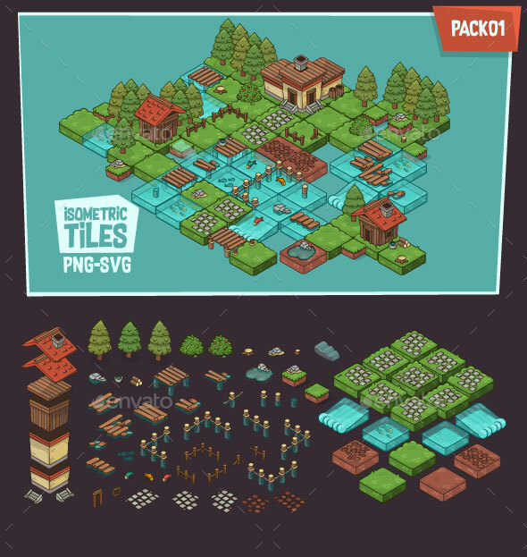 Isometric Tiles - Pack 01, Game Assets | GraphicRiver