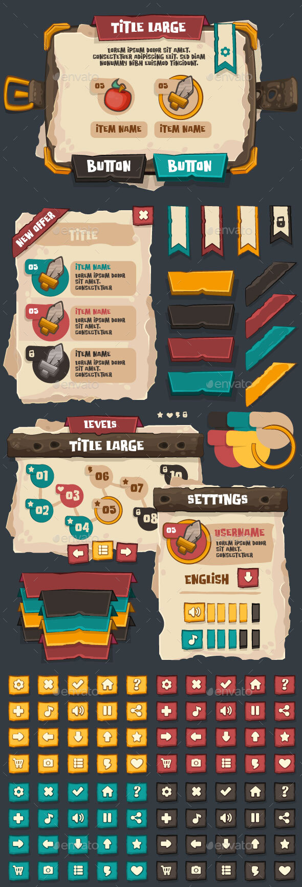 Ui set 17 - Vector, Game Assets | GraphicRiver