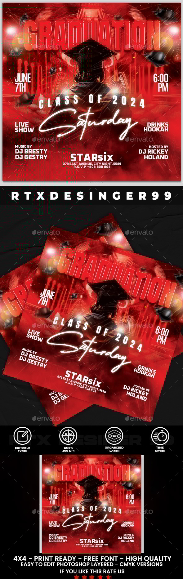 Graduation Flyer Template, Print Templates | GraphicRiver