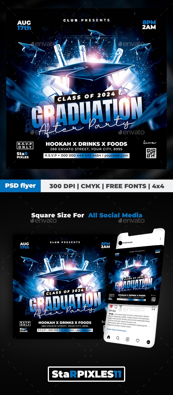 Graduation Flyer Template, Print Templates | GraphicRiver