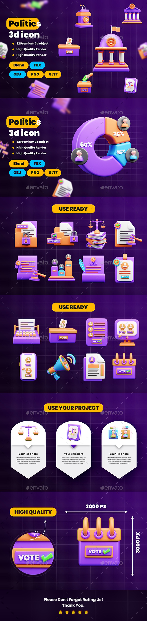 Politics 3d Icon Pack, Graphics | GraphicRiver