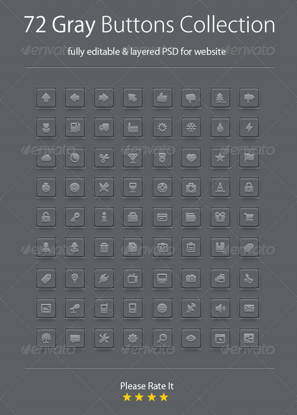 Gray Buttons Collection, Web Elements | GraphicRiver