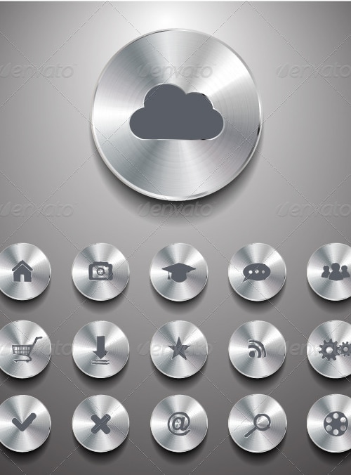 Vector Brushed Metal Buttons Set, Vectors | GraphicRiver