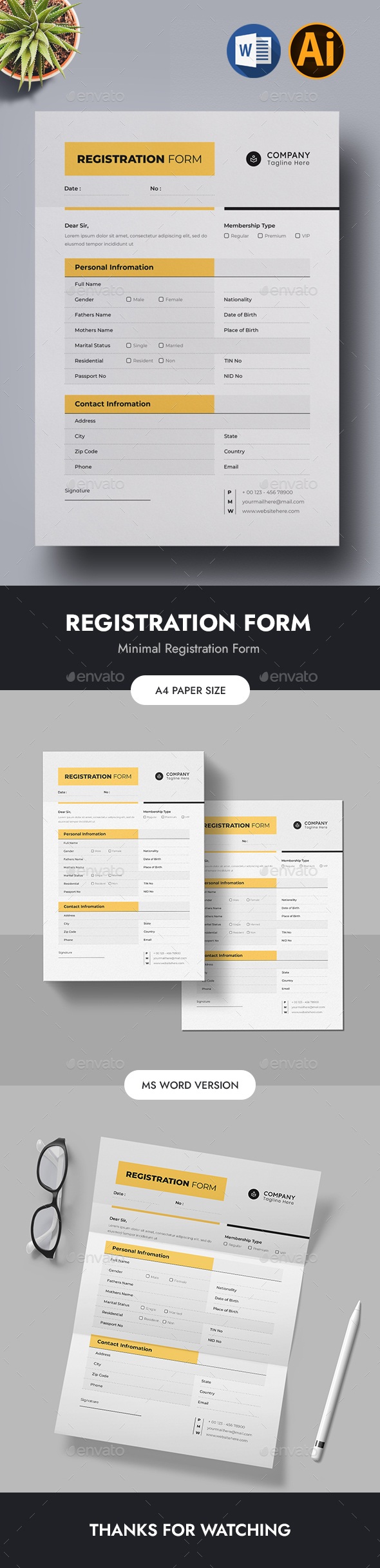 Registration Form, Print Templates | GraphicRiver