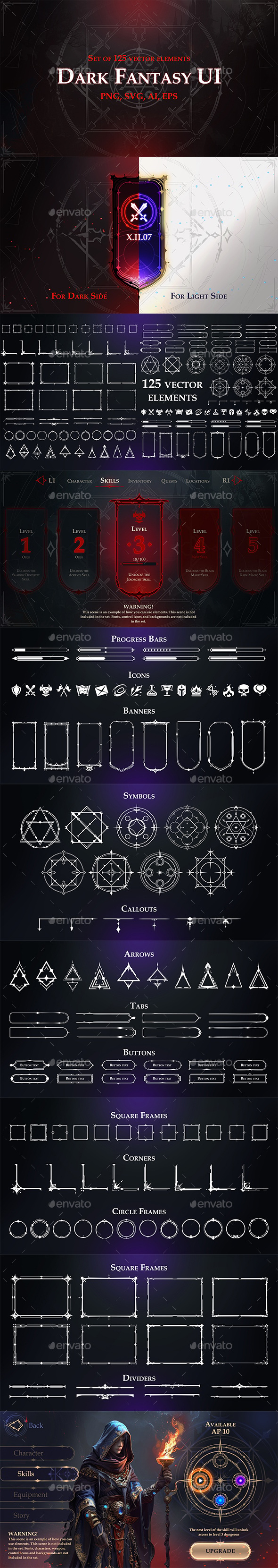 Dark Fantasy UI Set, Game Assets | GraphicRiver