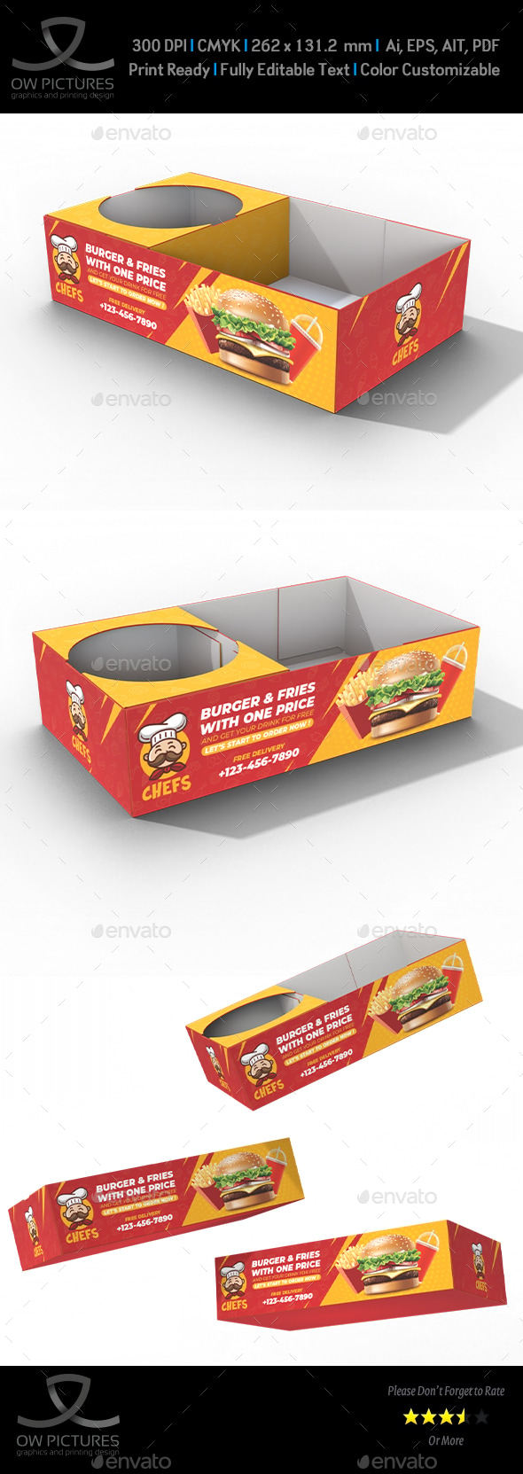 Fast Food Meal Box Template, Print Templates | GraphicRiver
