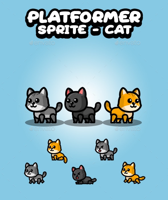 Platformer Game Character Cat Pack 01, Game Assets | GraphicRiver