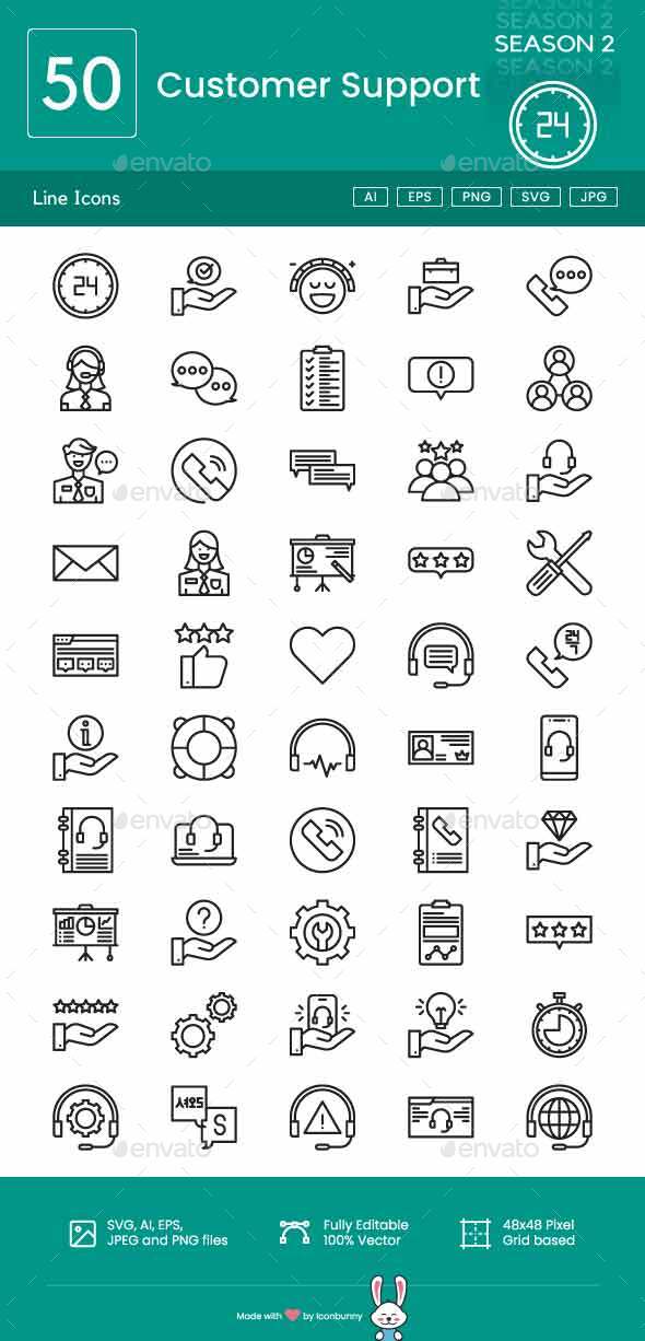 Customer Support Line Icons, Icons | GraphicRiver