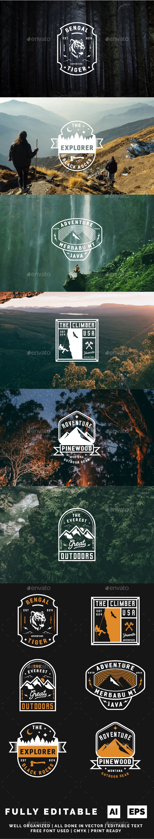 Adventure Labels And Badges Vol 4, Web Elements | GraphicRiver
