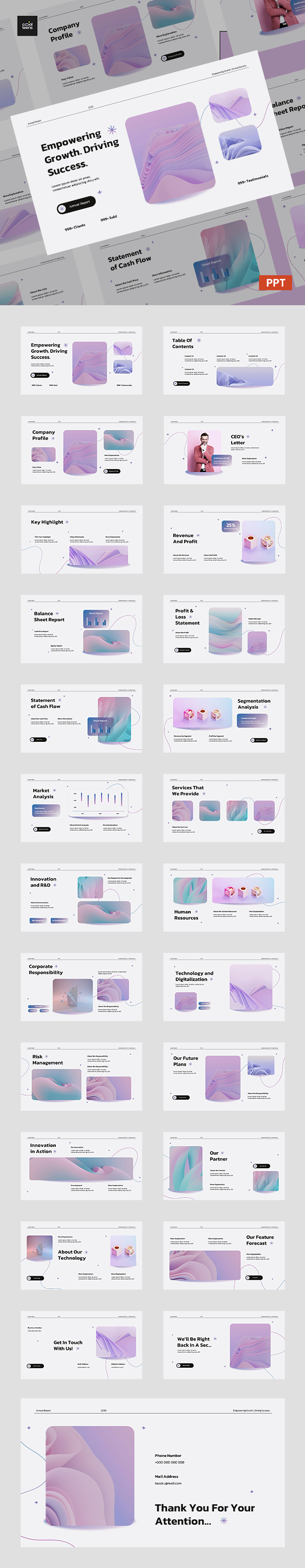 Pink Blue Gradient UI UX Style Annual Report Presentation, Presentation ...
