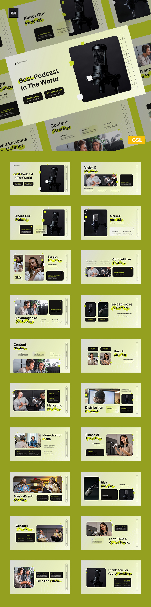 Green Gradient UI UX Style Podcast Company Profile Presentation ...