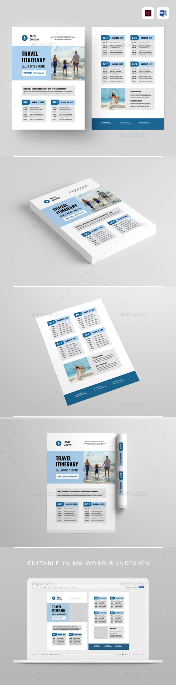 Travel Itinerary Flyer, Print Templates | GraphicRiver