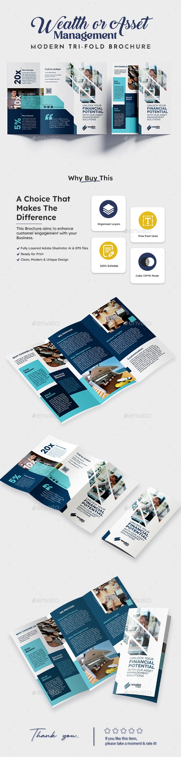 Wealth & Asset Management Trifold Brochure, Print Templates | GraphicRiver