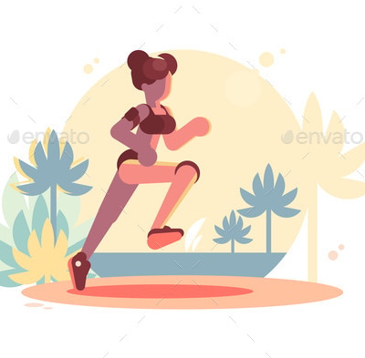 Woman Running Outdoors, Vectors | GraphicRiver