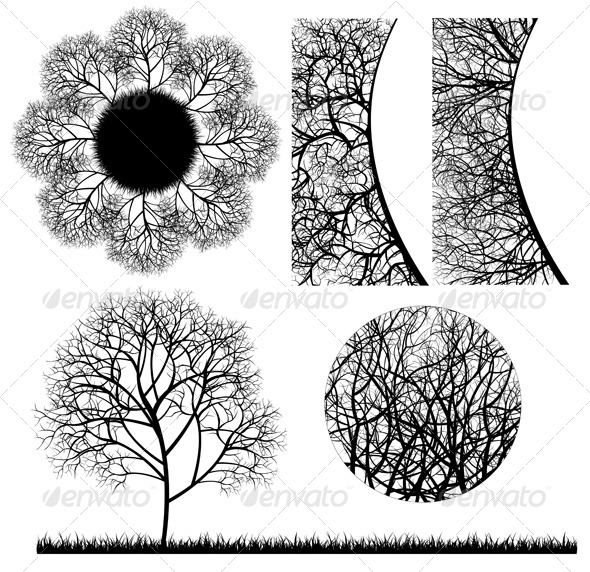 Tree Design Elements, Vectors | GraphicRiver