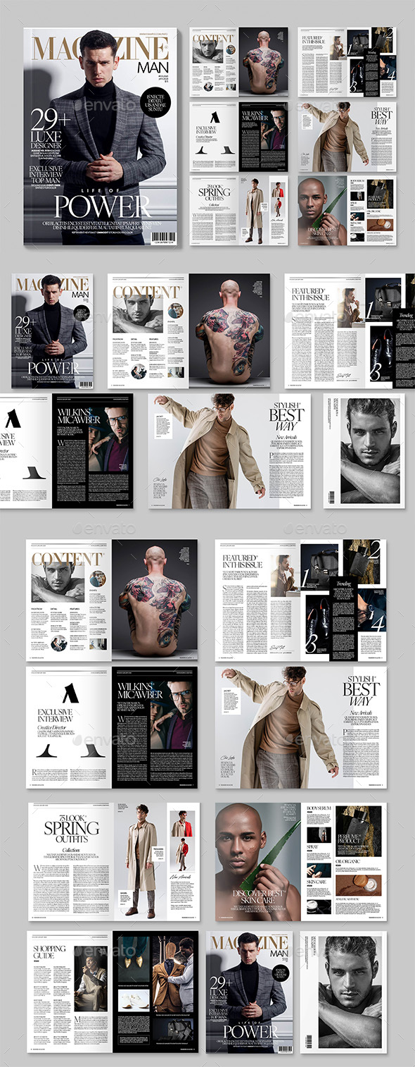 Men's Fashion Magazine Template, Print Templates | GraphicRiver